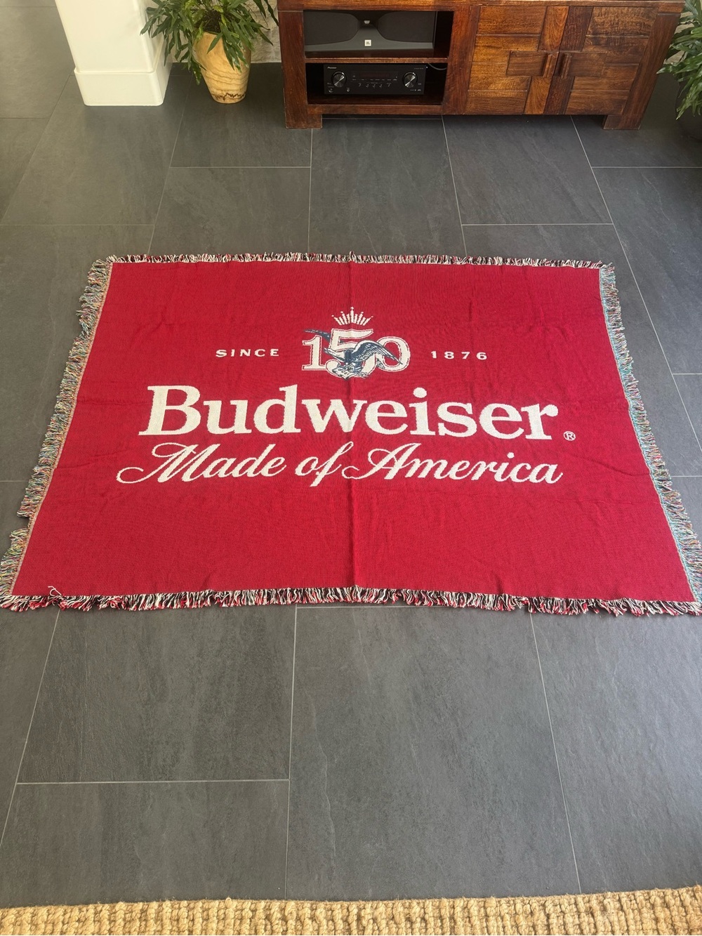 Budweiser Red Throw Blanket with White Logo